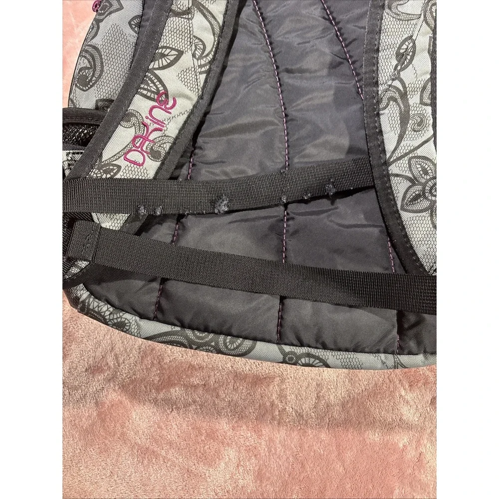 Dakine Backpack 25L Juliet Paisley Gray Black Purple Campus Bag. Lap Top Slot